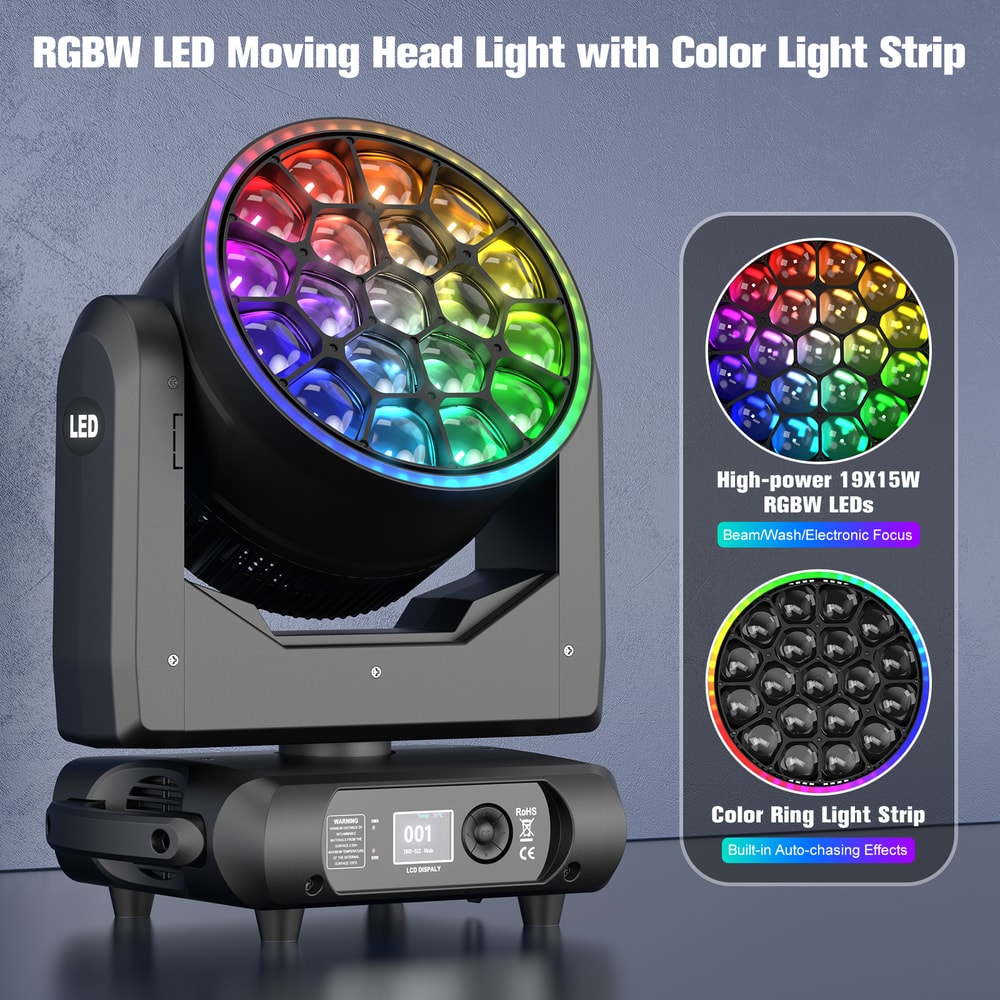 Somspot LED Moving Head Light RGBW Beam Focusing Projection Light DMX Stage Effect For Parties Bars