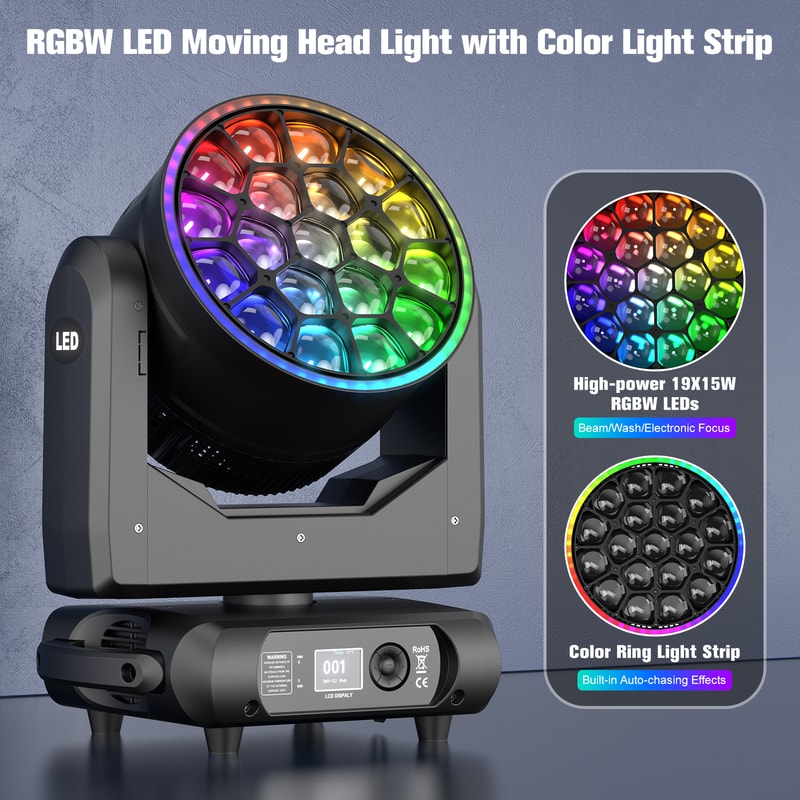 Somspot LED Moving Head Light RGBW Beam Focusing Projection Light DMX Stage Effect For Parties Bars