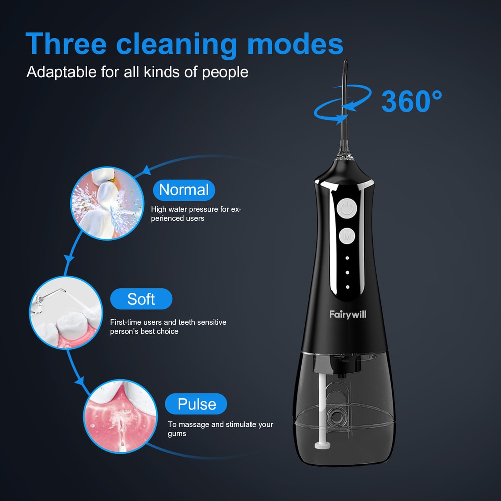 Portable Water Flosser By Fairywill Waterproof USB Charge 5 Jets For Braces Dental Teeth Cleaning 1
