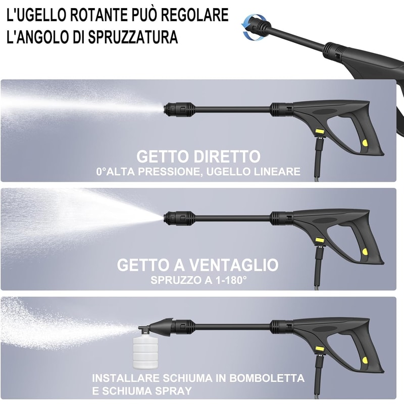 Portable High Power Electric Jet Washer, Power Jet Nozzle for Patio, Car, Driveway & Garden Cleaning