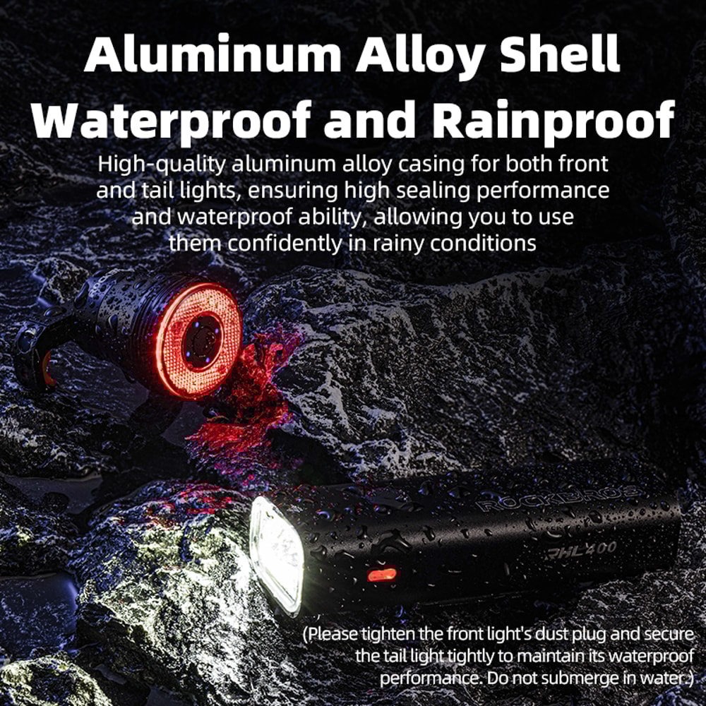 Waterproof Bike Light TypeC Rechargeable Bicycle Headlight Range Flashlight With Tail Light Cycling 5