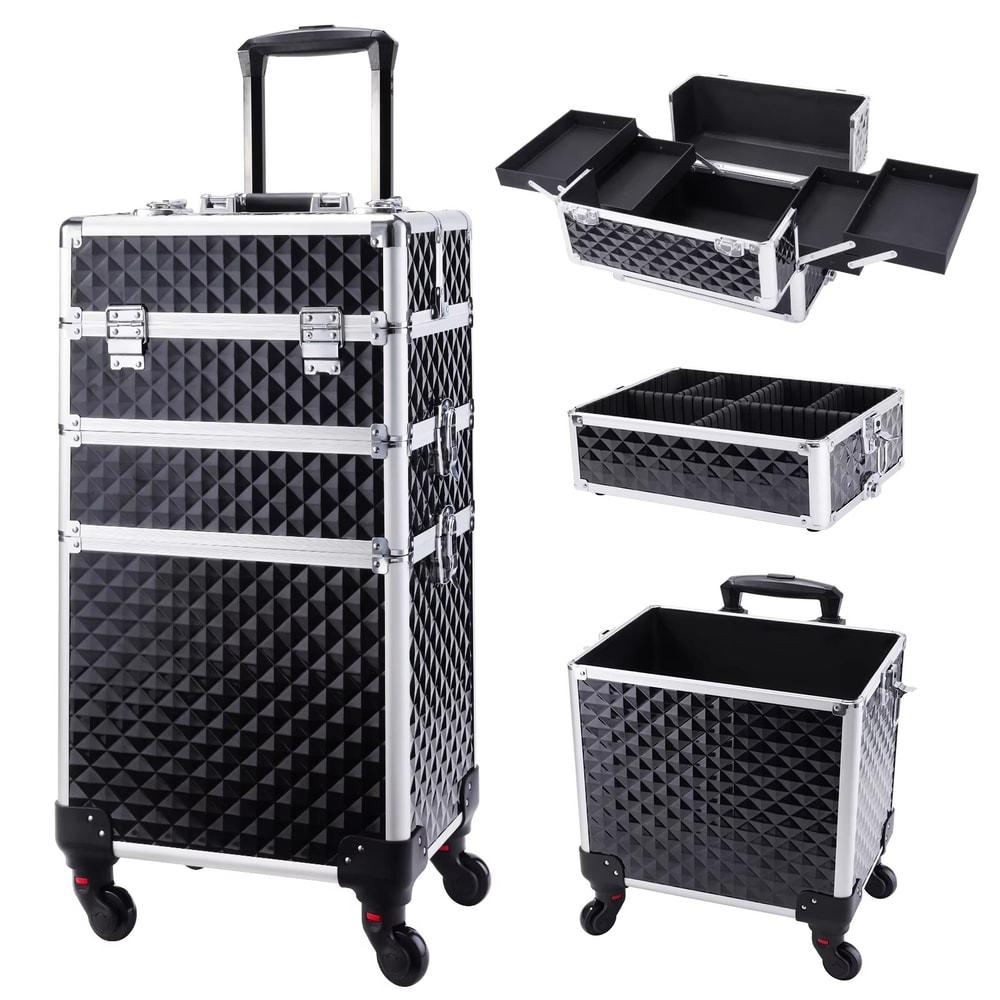 Removable Makeup Case Rolling Makeup Case 3 In 1 Cosmetology Case On Wheels 1