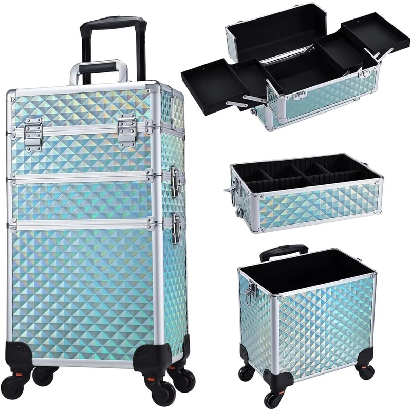 Removable Makeup Case Rolling Makeup Case 3 In 1 Cosmetology Case On Wheels 2