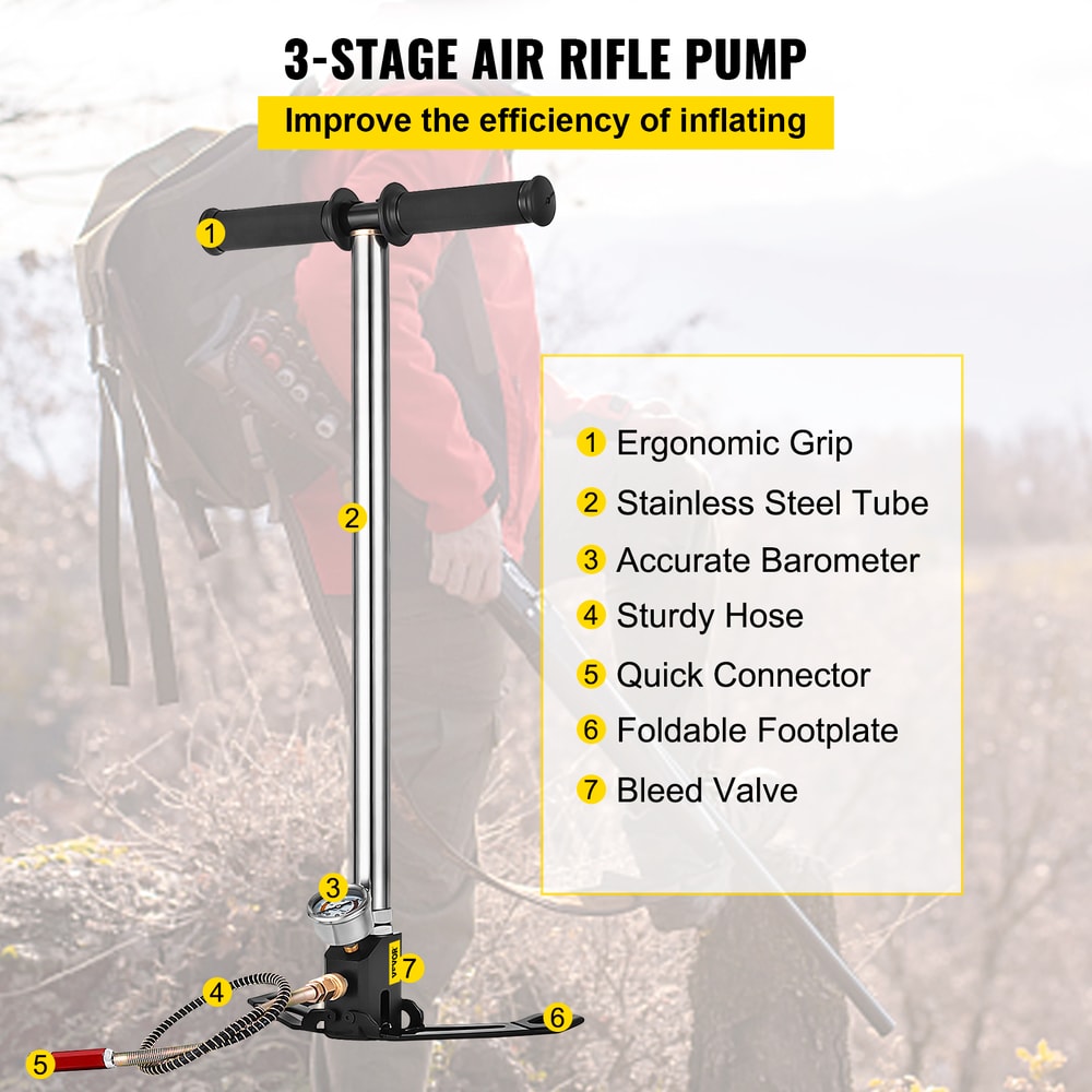 High Pressure Hand Pump Stage PCP Pump With Pressure Gauge Inflatable Air Gun Filling For Tire 3