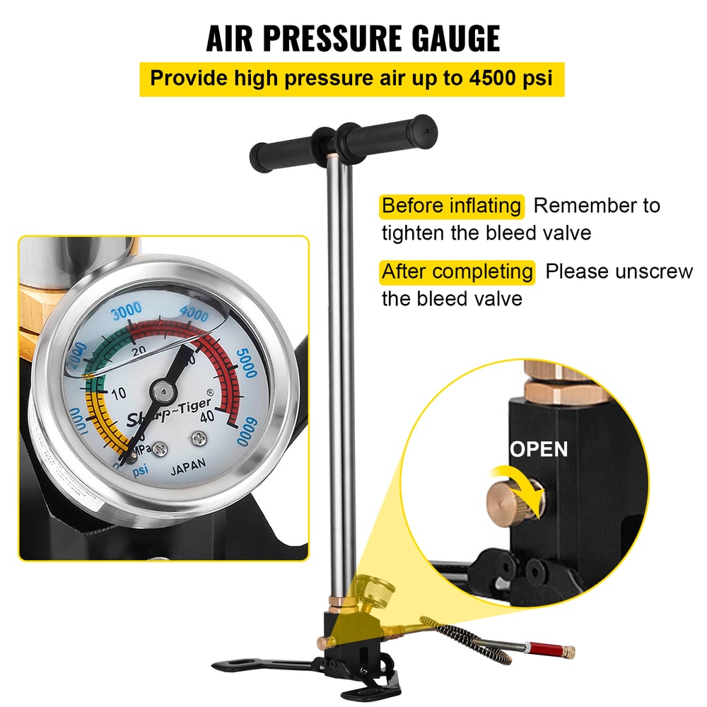 High Pressure Hand Pump Stage PCP Pump With Pressure Gauge Inflatable Air Gun Filling For Tire 4