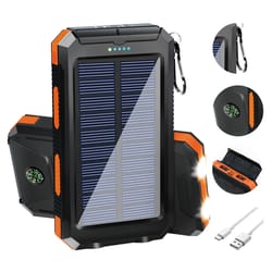portable solar charger waterproof , dual usb power bank with led flashlight for cell phone outdoor