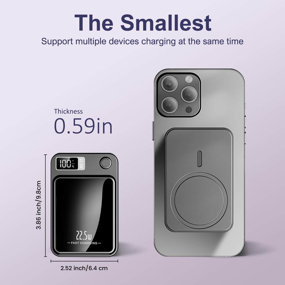Wireless Charger PD Power Bank Magnetic 225W Fast Charging Portable Safe Supports All Smartphones 5