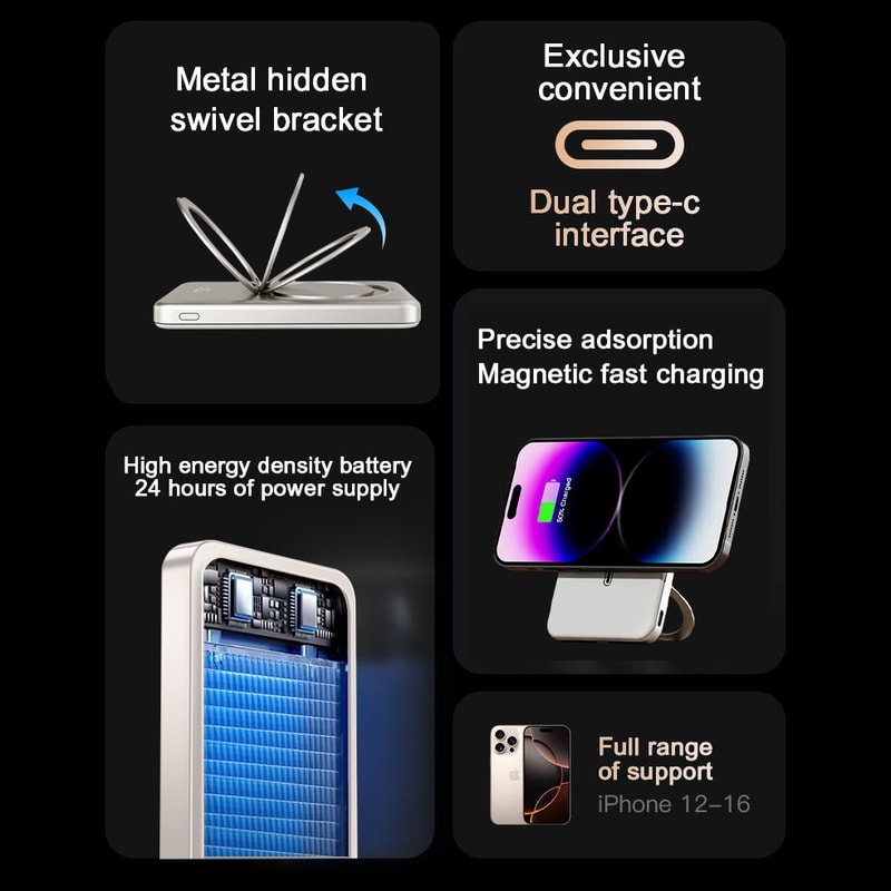 Magnetic Wireless Fast Charger Slim Mini Power Bank For MagSafe Portable External Battery For IPhon 4