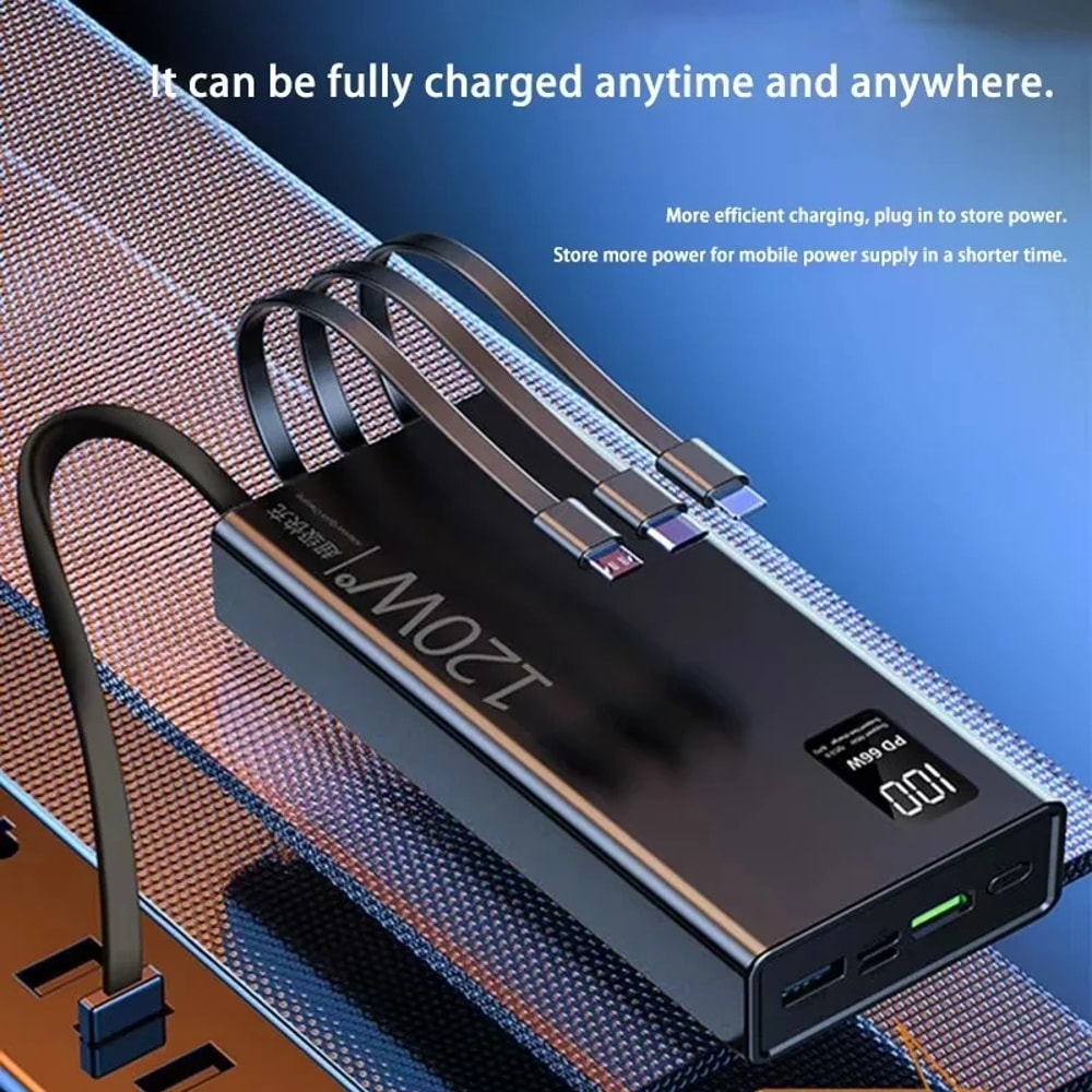 High Capacity Power Bank Portable Fast Charger Charging Cables For IPhone Samsung And Other Devices 8