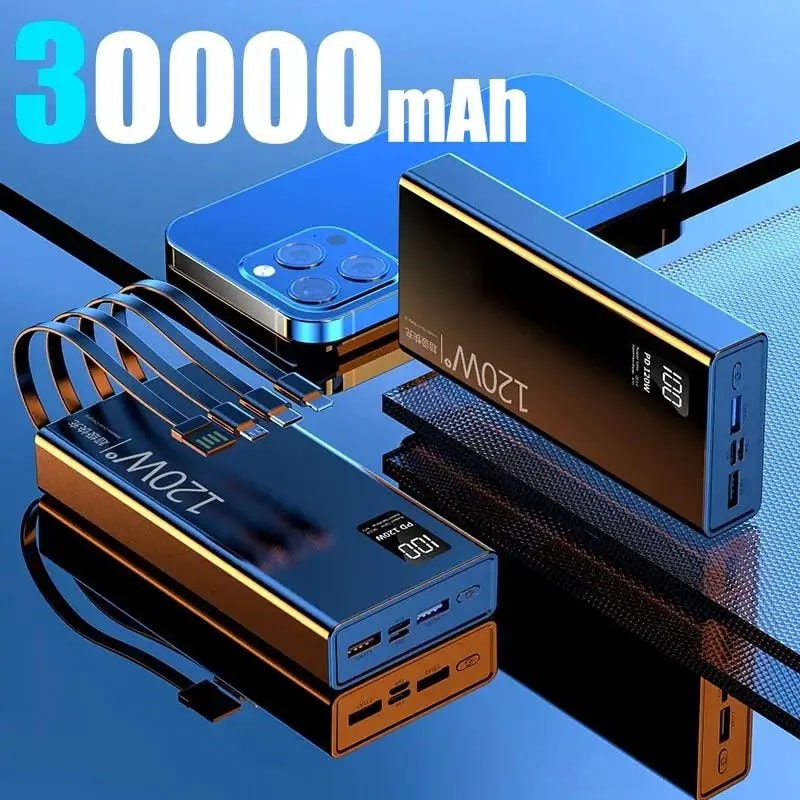 High Capacity Power Bank Portable Fast Charger Charging Cables For IPhone Samsung And Other Devices 1