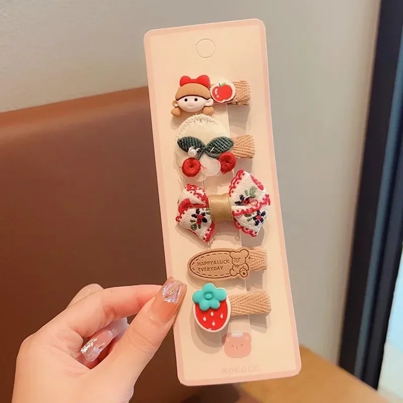 Baby Girl Hair Clips Korean Cute Fashion Cartoon Bear Bowknot Pin Milk Coffee Color Toddler Kids He 8