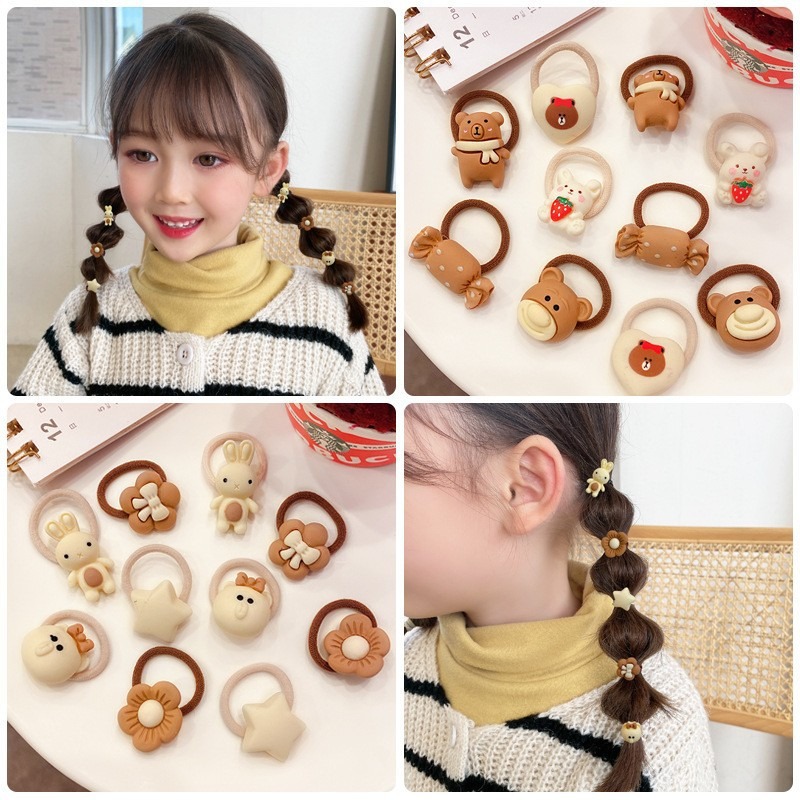 Cute Kawaii Cartoon Baby Scrunchies Girls Kids Hair Accessories Small Elastic Rubber Bands For Chil 5