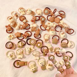 baby hair ties, cute bear rabbit cartoon animal flower ponytail holder rope, elastic no hurt hair scrunchie for children