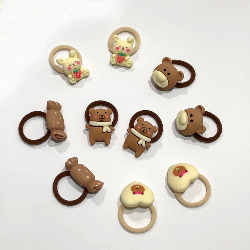 Baby Hair Ties Cute Bear Rabbit Cartoon Animal Flower Ponytail Holder Rope Elastic No Hurt Hair Scr 7
