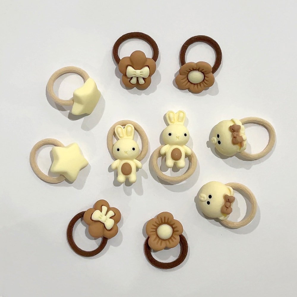 Baby Hair Ties Cute Bear Rabbit Cartoon Animal Flower Ponytail Holder Rope Elastic No Hurt Hair Scr 8
