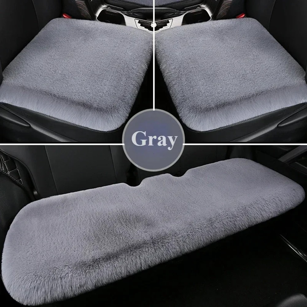 Winter Warmth Plush Rabbit Fur Car Seat Cushion Thickened Wool OnePiece Square Cushion For Main Dri 8