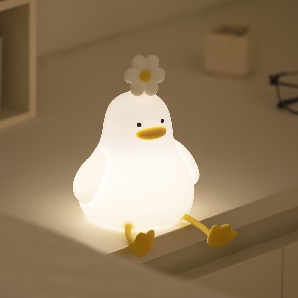 USB Rechargeable Cute Duck LED Night Light Silicone Lamp With Touch Switch Ideal Bedroom Decoration 0