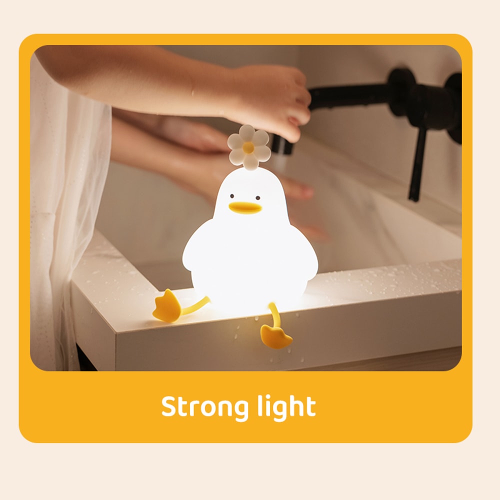 USB Rechargeable Cute Duck LED Night Light Silicone Lamp With Touch Switch Ideal Bedroom Decoration 4