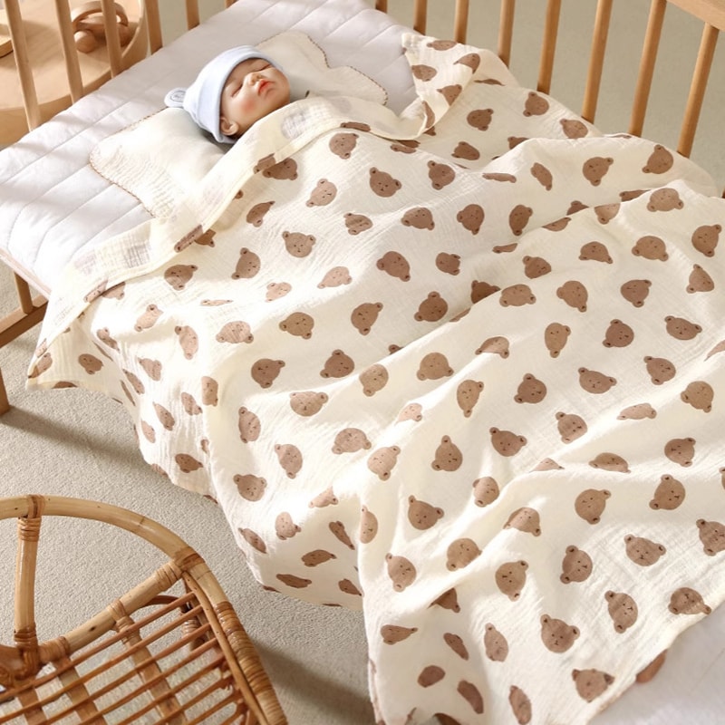 Newborn Baby Blanket Muslin Swaddle Cotton Gauze Soft Toddler Sleep Cover 2