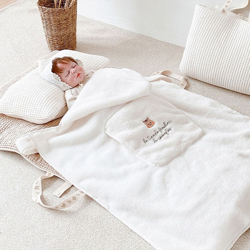 Baby Bear Plush Blanket Windproof Stroller Blanket Portable Warm Baby Swaddle Blanket Perfect For T 4
