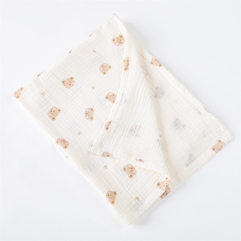 Floral Print Muslin Baby Blanket Cotton Swaddle Diaper Swaddle For New Born Crinkle Fabric Baby Bor 5
