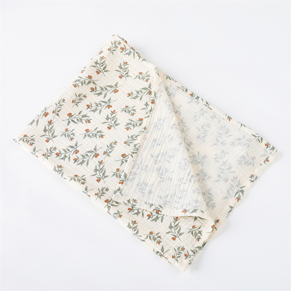 Floral Print Muslin Baby Blanket Cotton Swaddle Diaper Swaddle For New Born Crinkle Fabric Baby Bor 7