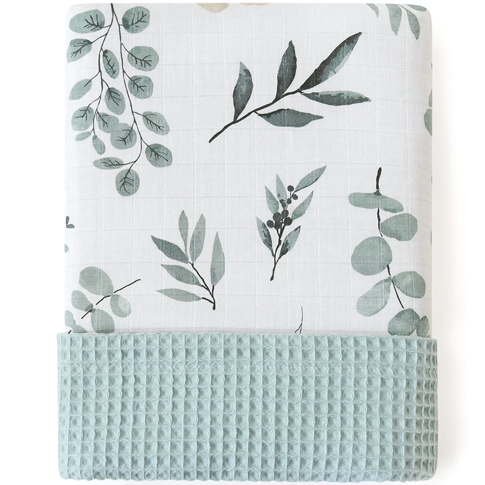 Bamboo Cotton Muslin Swaddle Wrap Blanket Waffle Printed Baby Blanket For Newborn 7