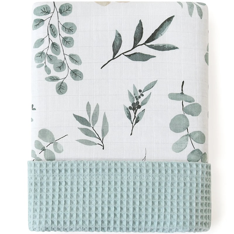 Bamboo Cotton Muslin Swaddle Wrap Blanket Waffle Printed Baby Blanket For Newborn 7