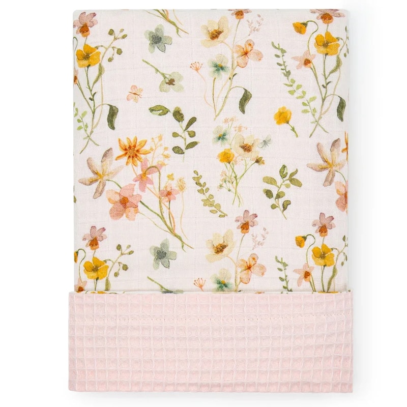 Bamboo Cotton Muslin Swaddle Wrap Blanket Waffle Printed Baby Blanket For Newborn 9