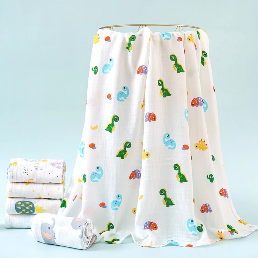 Cotton Soft Baby Swaddle Blanket 2 Layer Muslin Newborn Summer Blankets Quick Dry Kids Bath Towel 1