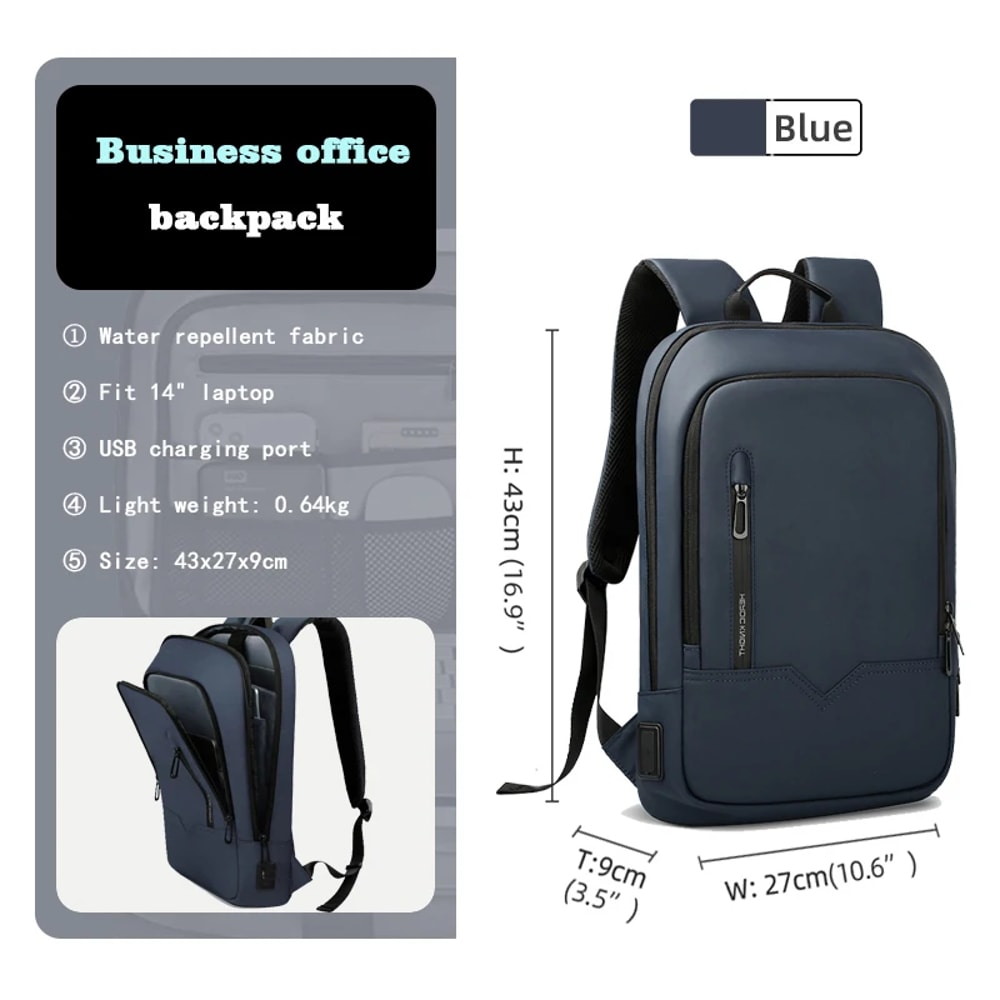 Waterproof Slim Backpack For Men Laptop Bag With USB Charging Minimalist Business Backpack For Trav 1