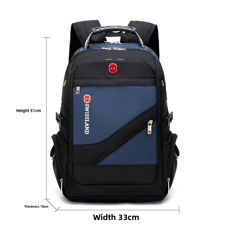 New Mens Business Backpack Large Capacity Travel Laptop Bag Double Shoulder Bookbag Oxford Cloth Pu 2