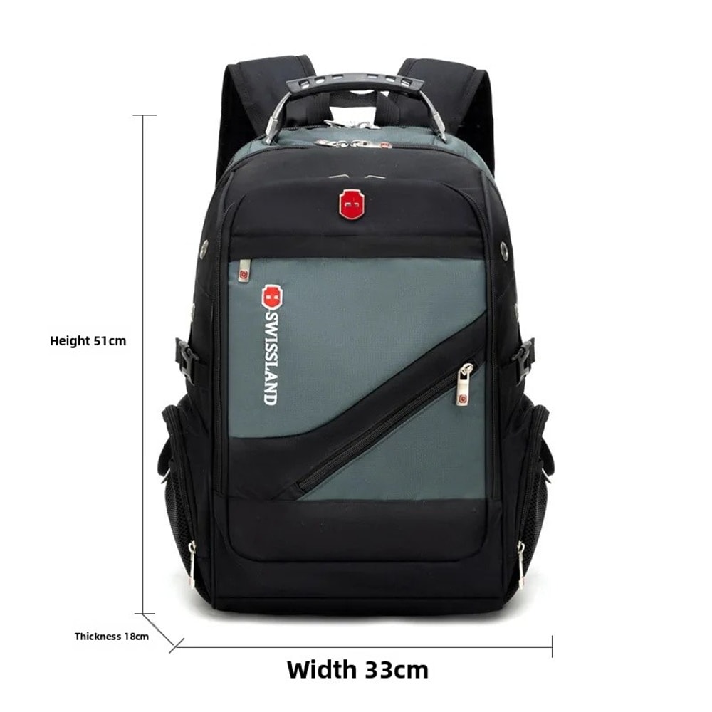 New Mens Business Backpack Large Capacity Travel Laptop Bag Double Shoulder Bookbag Oxford Cloth Pu 3