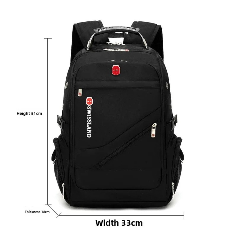 New Mens Business Backpack Large Capacity Travel Laptop Bag Double Shoulder Bookbag Oxford Cloth Pu 1