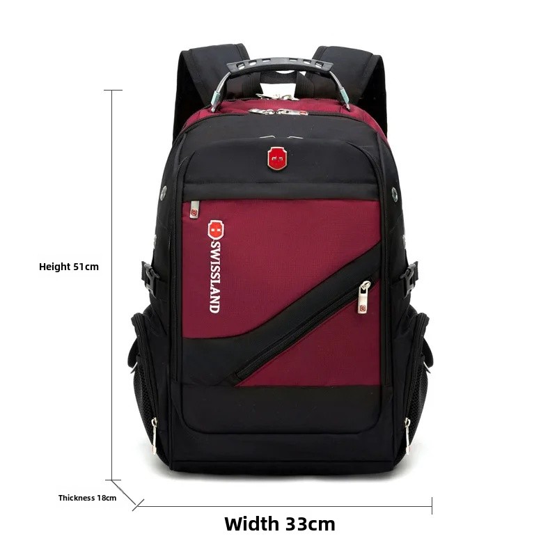 New Mens Business Backpack Large Capacity Travel Laptop Bag Double Shoulder Bookbag Oxford Cloth Pu 4