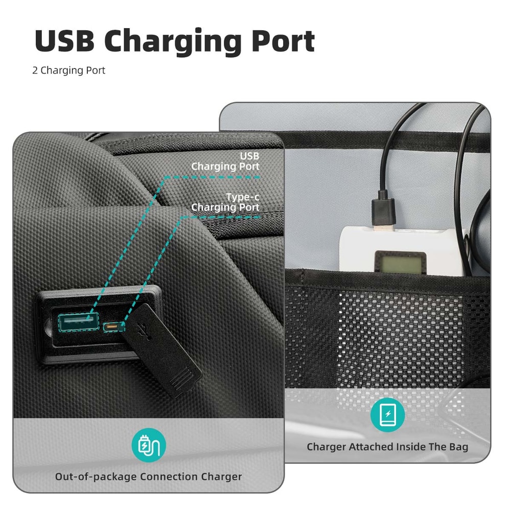 Waterproof Laptop Bag For Men Designer Sports Backpack With USB Charging Business Travel Backpack