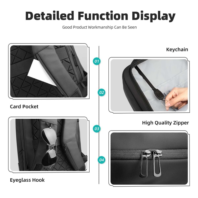 Waterproof Laptop Bag For Men Designer Sports Backpack With USB Charging Business Travel Backpack