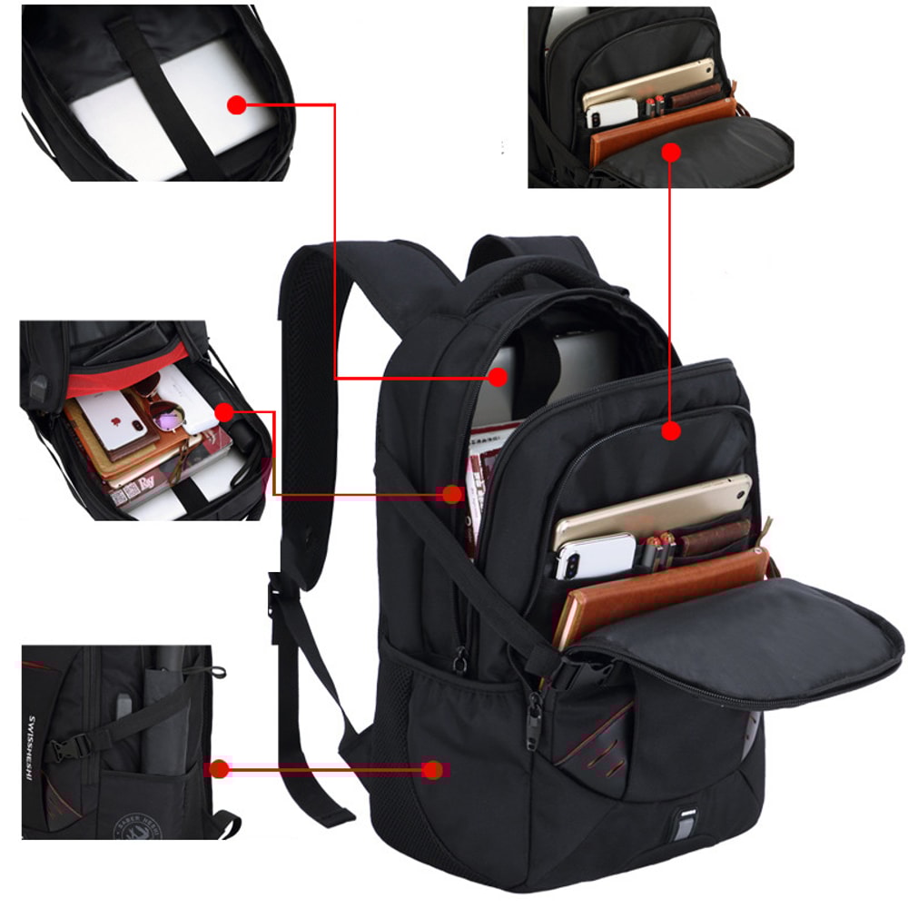 Waterproof Laptop Backpack with USB Charging, Men Fashion Business Casual Travel Anti-Theft School Bag