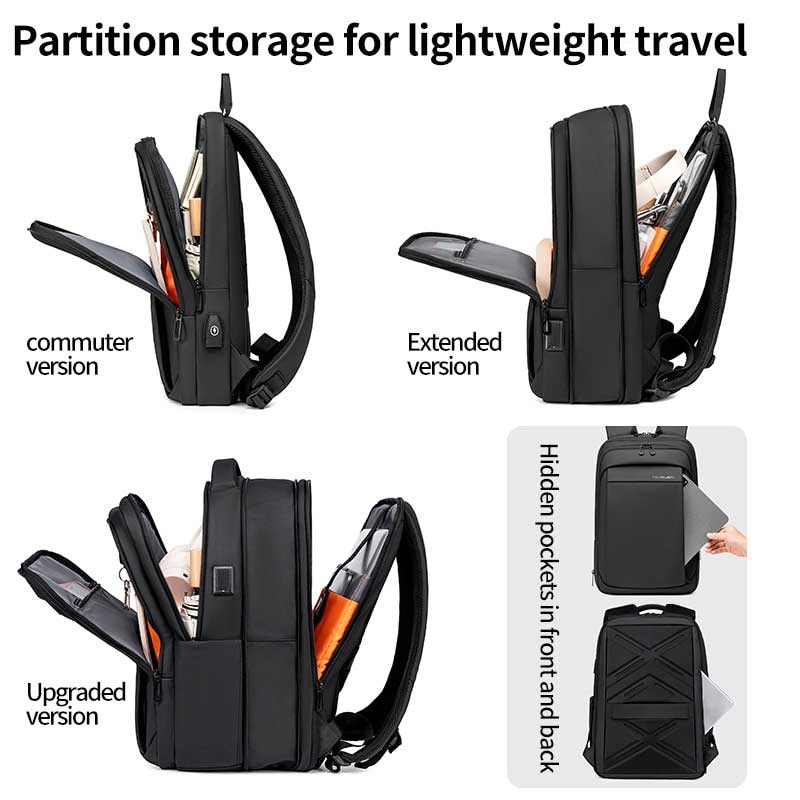 Waterproof Travel Business Backpack With USB Charging Multifunction Backpack For Men 4