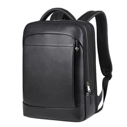 large capacity genuine leather backpack for men, laptop usb charge, anti-theft waterproof travel bag for men