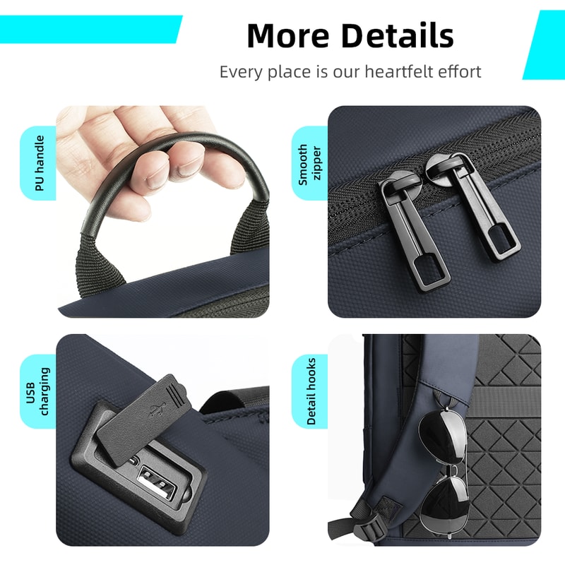 Stylish Men Knight Multifunctional Laptop Backpack Classic USB Charging Waterproof Slim Business Wo