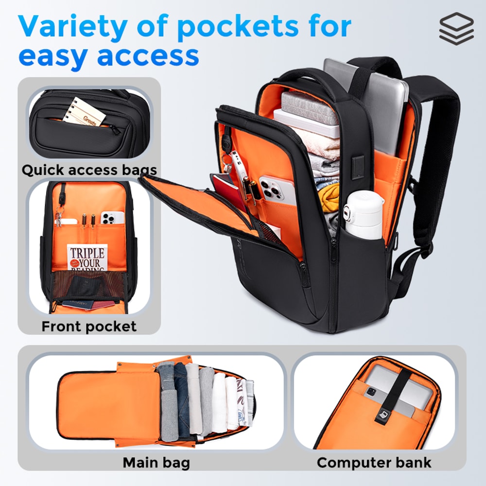 New Men Backpack 30 USB Port Charge Waterproof Backpack Large Capacity Schoolbag Multifunction Busi 4