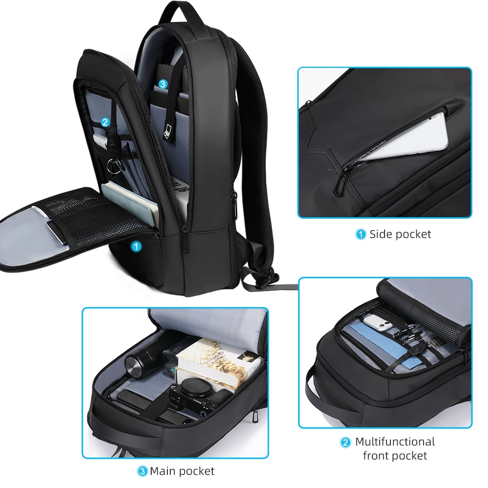 Waterproof School Bag Slim Man Laptop Backpack With USB Charging For Boys Teenagers Luxury Backpack
