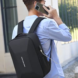 men's large capacity casual backpack, waterproof zipper daypack, secure password lock & usb charging port laptop bag