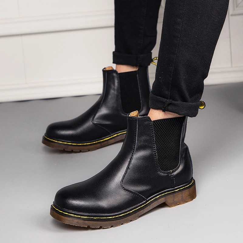 Breathable Leather Ankle Boots for Unisex, Smooth Platform Chelsea Boots for Women and Men, Stylish Platform Boots