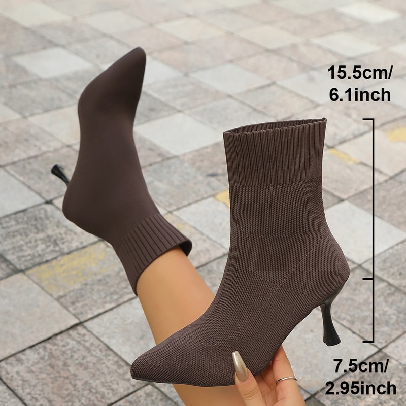 Luxury Stretch Fabric Chelsea Boots Women Spring Autumn Ankle Boots SlipOn Sexy Pointed Toe High He