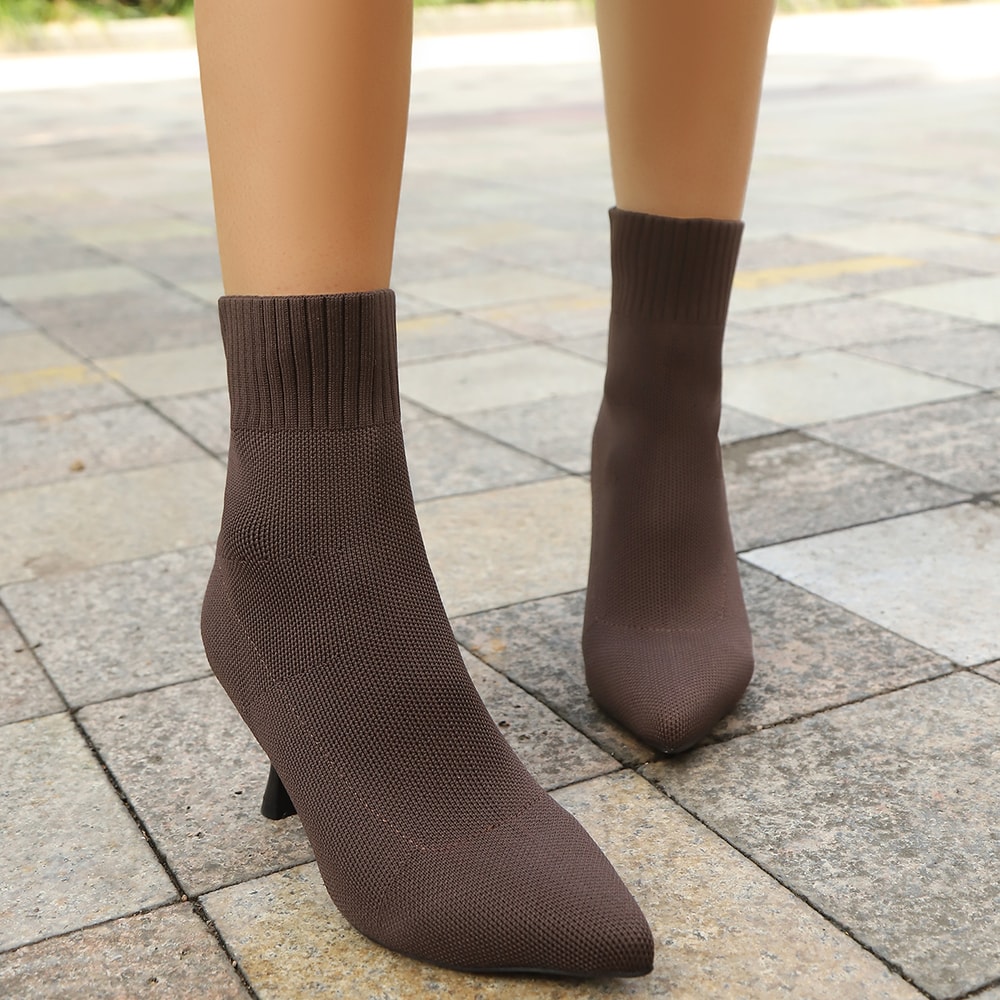 Luxury Stretch Fabric Chelsea Boots Women Spring Autumn Ankle Boots SlipOn Sexy Pointed Toe High He