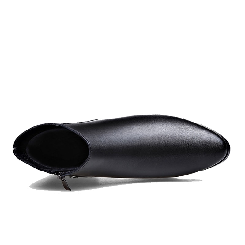 Mens British Business Leather Boots Pointed Toes Chelsea Boots Fashion Casual Shoes High Heels And 1