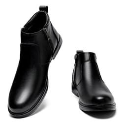 genuine leather mens winter plush chelsea boots, fashion brogue style ankle boots, snow botas walking shoes for men