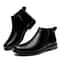 Genuine Leather Mens Winter Plush Chelsea Boots Fashion Brogue Style Ankle Boots Snow Botas Walking 1
